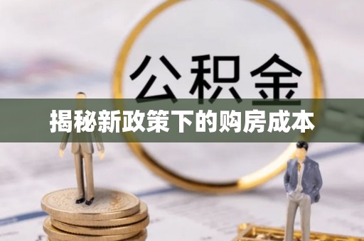 永平揭秘新政策下的购房成本