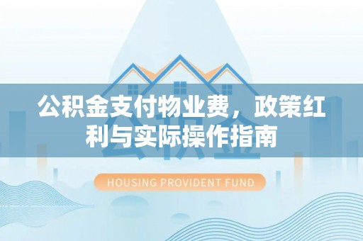 永平公积金支付物业费，政策红利与实际操作指南