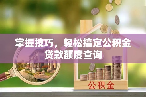 永平掌握技巧，轻松搞定公积金贷款额度查询